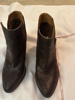 Not Rated Brown Snake-Embossed Ankle Booties